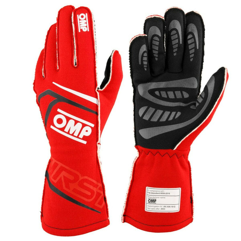 Gloves OMP FIRST Red S FIA 8856-2018