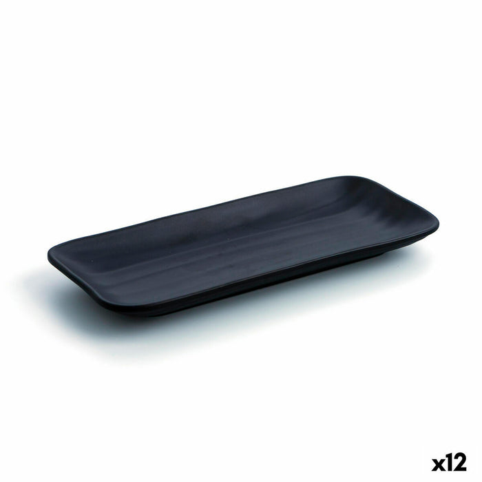 Snack tray Quid A'bordo Black Plastic Ø 28 cm (12 Units) (Pack 12x)