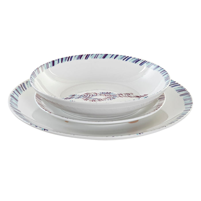 Dinnerware Set DKD Home Decor Navy Blue White Maroon Porcelain (18 Pieces)