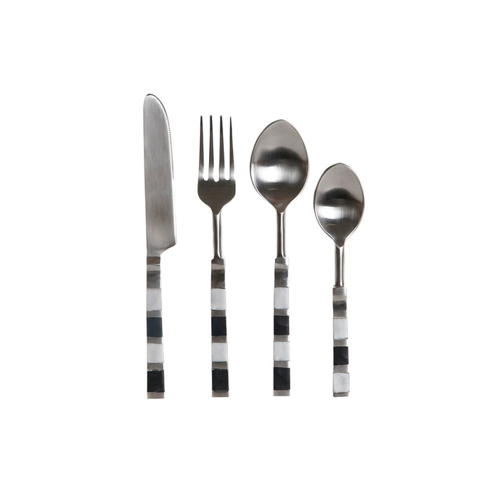 Cutlery DKD Home Decor Black Silver Resin Stainless steel 4,5 x 1,5 x 22 cm 16 Pieces
