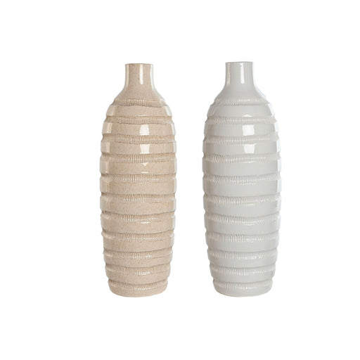 Vase Home ESPRIT Beige Céramique 19 x 19 x 55 cm (2 Unités)