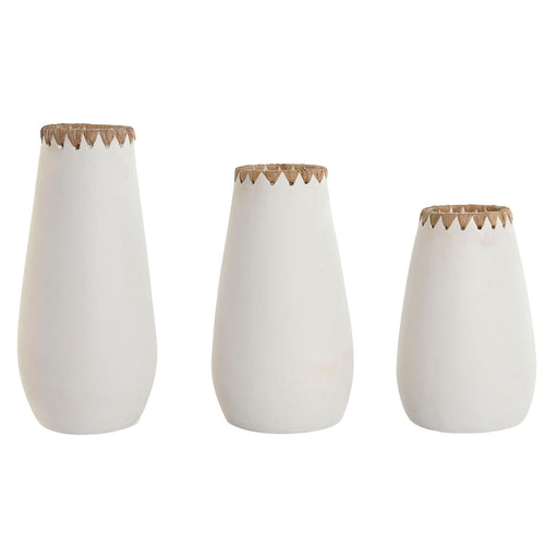 Vase Home ESPRIT White Terracotta 19 x 19 x 40 cm (3 Pieces)