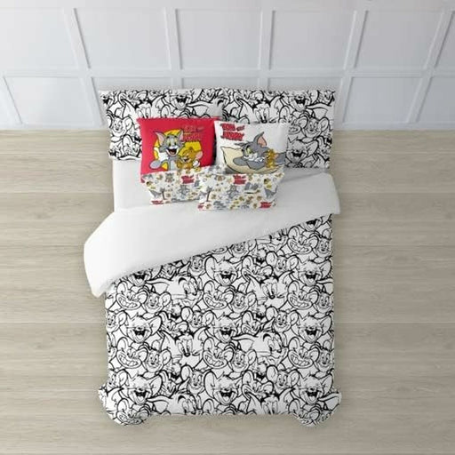 Housse de Couette Tom & Jerry B&W Blanc black 220 x 220 cm