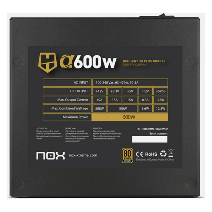 Power supply Nox NXHUMMERA600WBZ 600 W 600 W