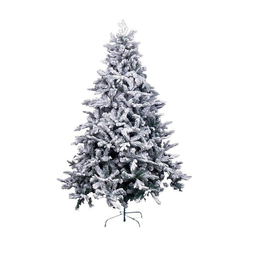 Árbol de Navidad Blanco Verde PVC Metal Polietileno Nevado 210 cm