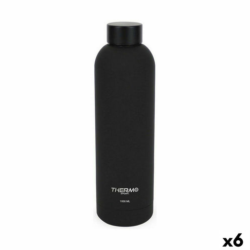 Botella Térmica ThermoSport Soft Touch Negro 1 L (6 Unidades)