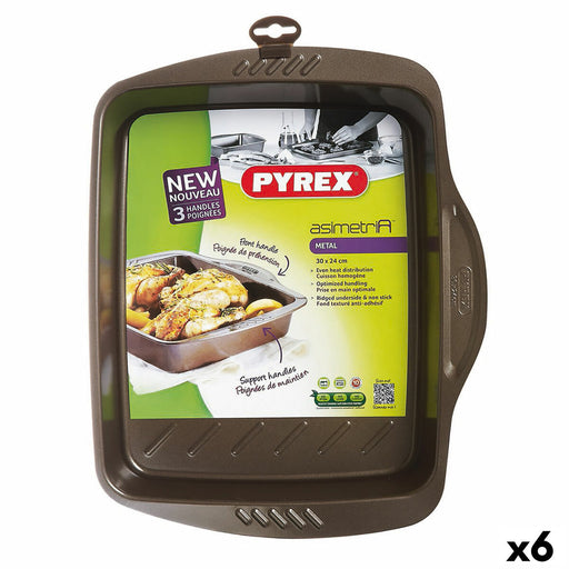 Oven Dish Pyrex Asimetria Rectangular Metal 30 x 24 cm (6 Units)