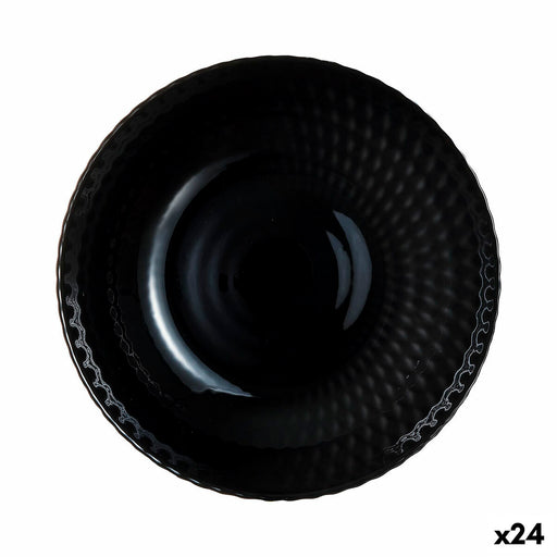 Deep Plate Luminarc Pampille Noir Black Glass 20 cm (24 Units)