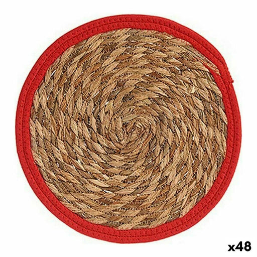 Salvamantel Natural Rojo Fibra natural (30 x 1 x 30 cm) (48 Unidades)