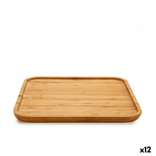 Snack tray Squared Brown Bamboo 30 x 1,5 x 30 cm (12 Units)