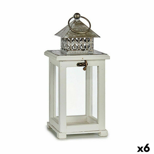 Lantern White Silver Wood Metal 13 x 29 x 13 cm (6 Units)