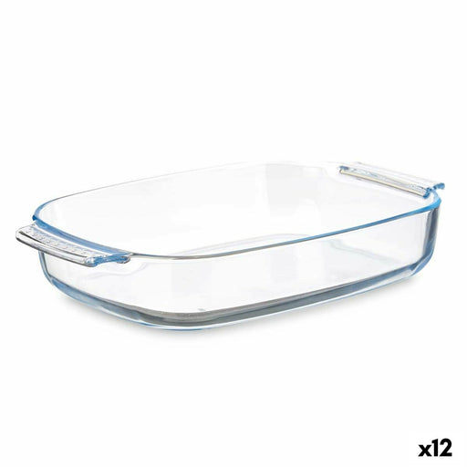 Serving Platter With handles Transparent Borosilicate Glass 2,7 L 34,4 x 6,1 x 22,3 cm (12 Units)