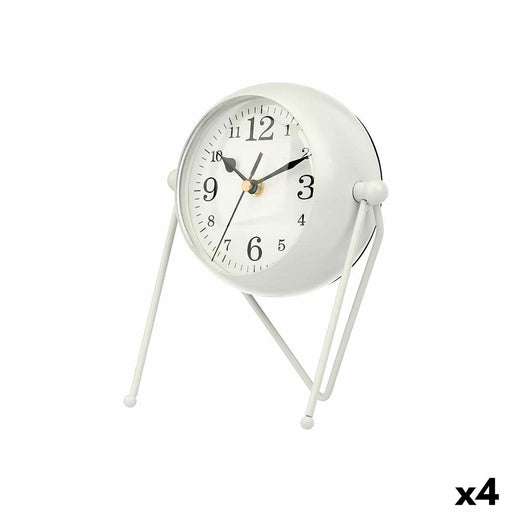 Table clock White Metal 18 x 21 x 12 cm (4 Units)