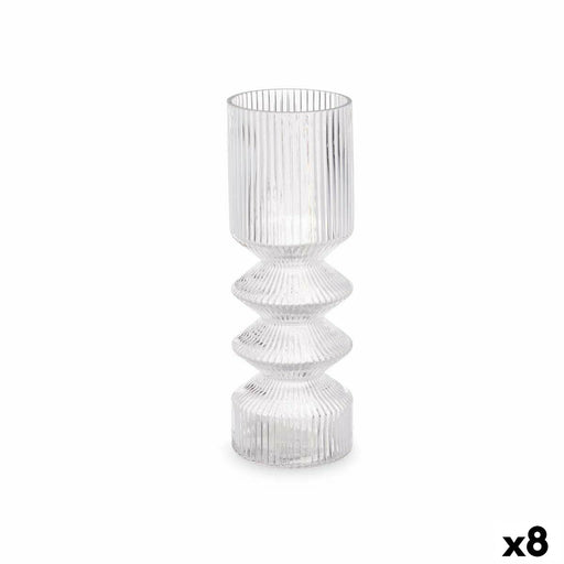 Vase Stripes Transparent Crystal 8 x 23 x 8 cm (8 Units)