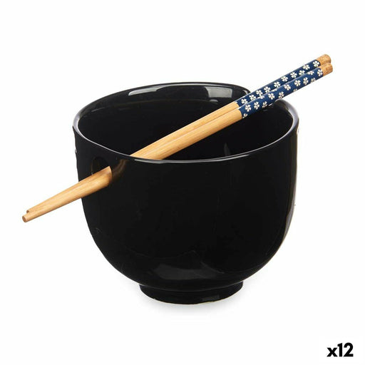 Bowl Black Bamboo 24 x 10,7 x 13,3 cm (12 Units) Toothpicks asiatico/oriental