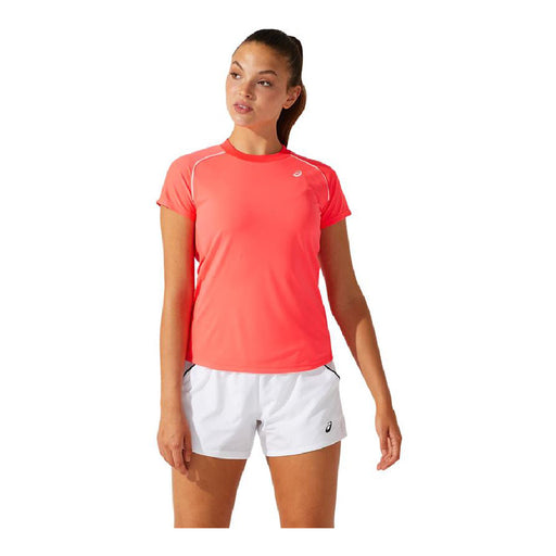 T-shirt à manches courtes pour femme Asics Court Piping Orange Coral