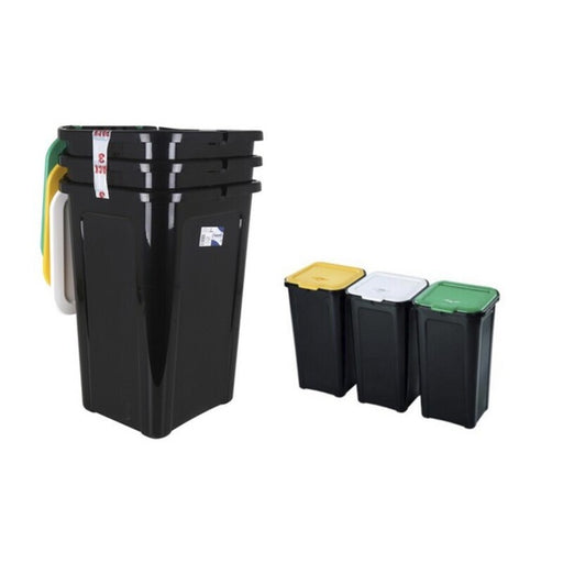 Recycling Waste Bin Tontarelli 44 L Black (38,5 x 34,5 x 54,5 cm) (3 uds)