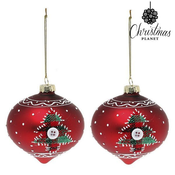 Christmas Baubles Christmas Planet 1792 8 cm (2 uds) Crystal Red