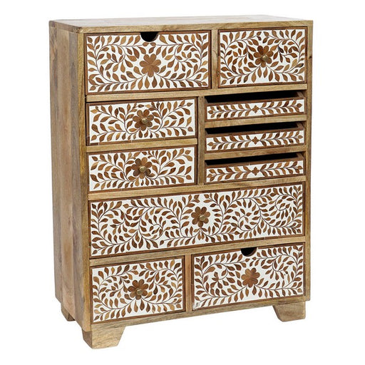 Chest of drawers Dekodonia India Floral Resin Mango wood (70 x 30 x 91 cm)