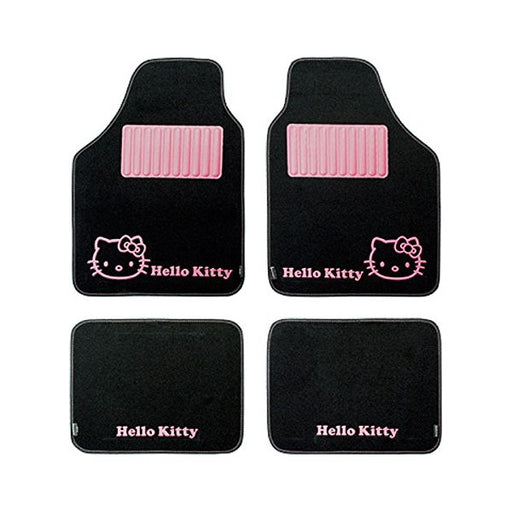Set de tapis de sol de voiture Hello Kitty KIT3013 Universal Noir Rose (4 pcs)