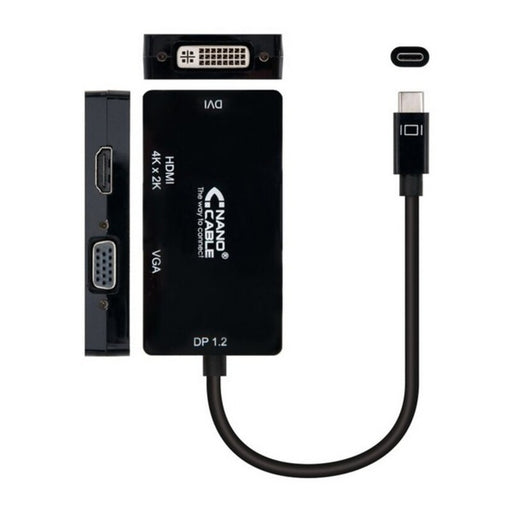 USB C to VGA/HDMI/DVI Adapter NANOCABLE 10.16.4301-BK (10 cm) Black