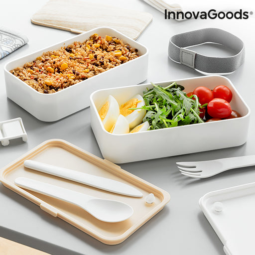 Double Hermetically-Sealed Lunchbox with Cutlery Bentower InnovaGoods